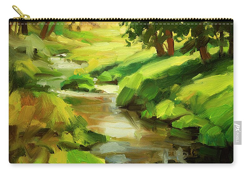 River Zip Pouch featuring the painting Verdant Banks by Steve Henderson