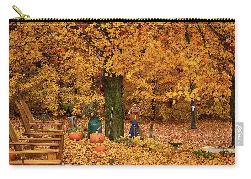 #jefffolger Zip Pouch featuring the photograph Vermont yard of fall colors by Jeff Folger