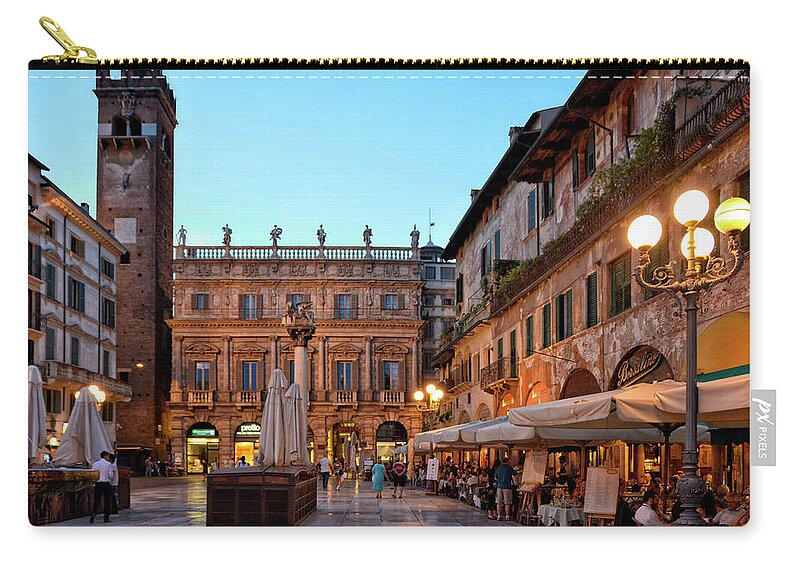 City Zip Pouch featuring the photograph Verona - Piazza Delle Erbe by Joachim G Pinkawa