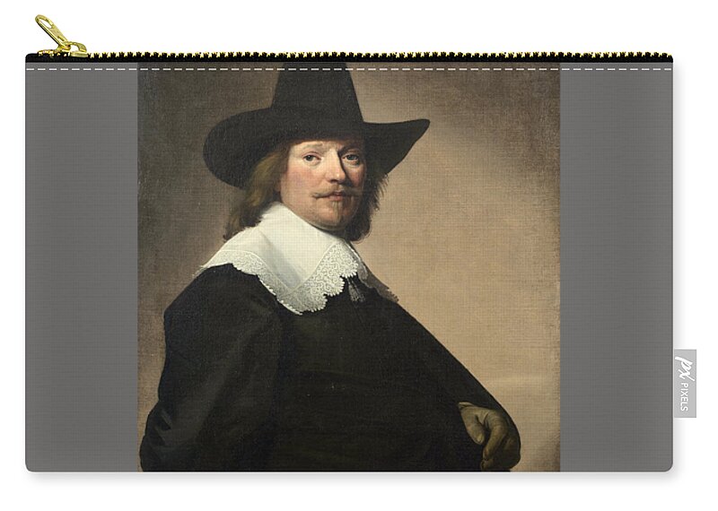 Johannes Cornelisz. Verspronck (haarlem Circa 1606-1662) Portrait Of A Gentleman Zip Pouch featuring the painting Verspronck by MotionAge Designs