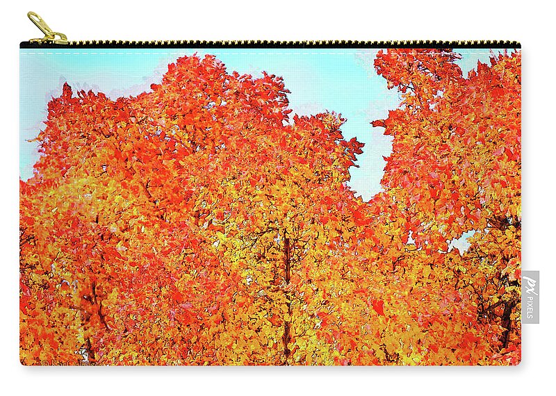 Trees Zip Pouch featuring the digital art Vibrant Autumn Trees by Kae Cheatham