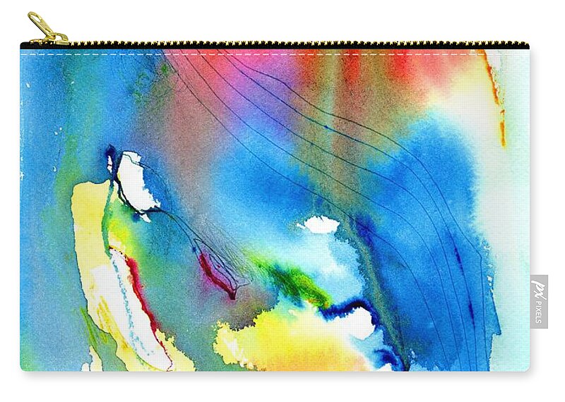 Abstract Zip Pouch featuring the painting Vibrant Colorful Abstract Watercolor Painting by Carlin Blahnik CarlinArtWatercolor