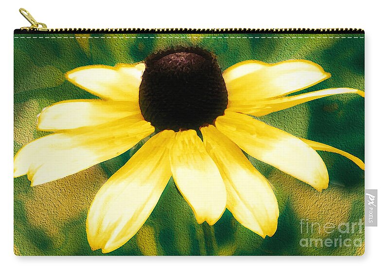 Yellow Zip Pouch featuring the photograph Vibrant Yellow Coneflower by Judy Palkimas