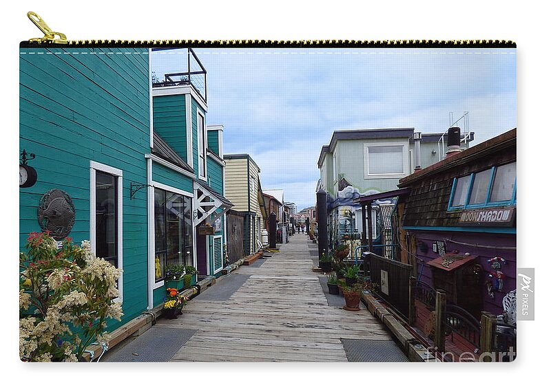 Victoira Zip Pouch featuring the photograph Victoria British Columbia Fisherman's Wharf by Charles Robinson