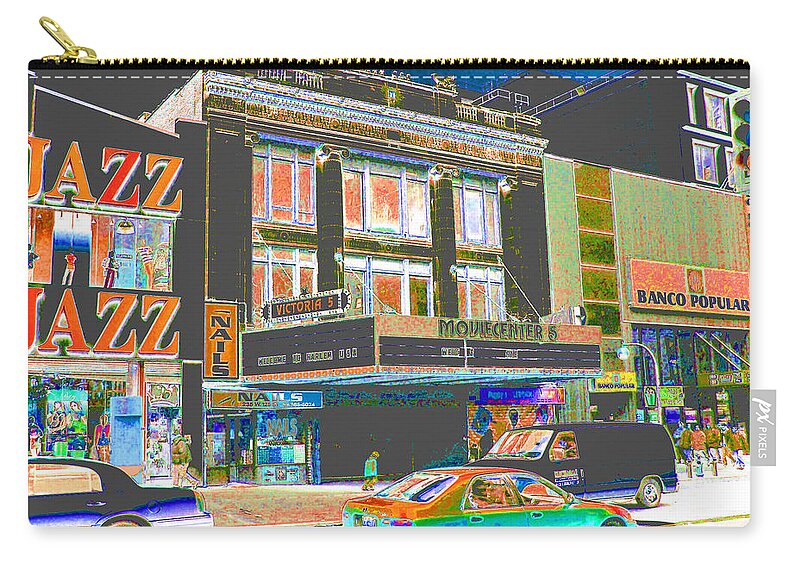 Harlem Zip Pouch featuring the photograph Victoria Theater 125th St NYC by Steven Huszar