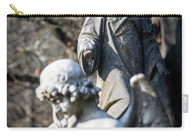 Cemetery Zip Pouch featuring the photograph Victorian Angel Contemplating by James L Bartlett