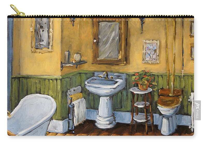 Bathroom Zip Pouch featuring the painting Victorian Bathroom by Prankearts by Richard T Pranke