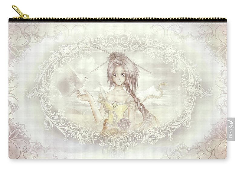 Altiana Zip Pouch featuring the mixed media Victorian Princess Altiana by Shawn Dall
