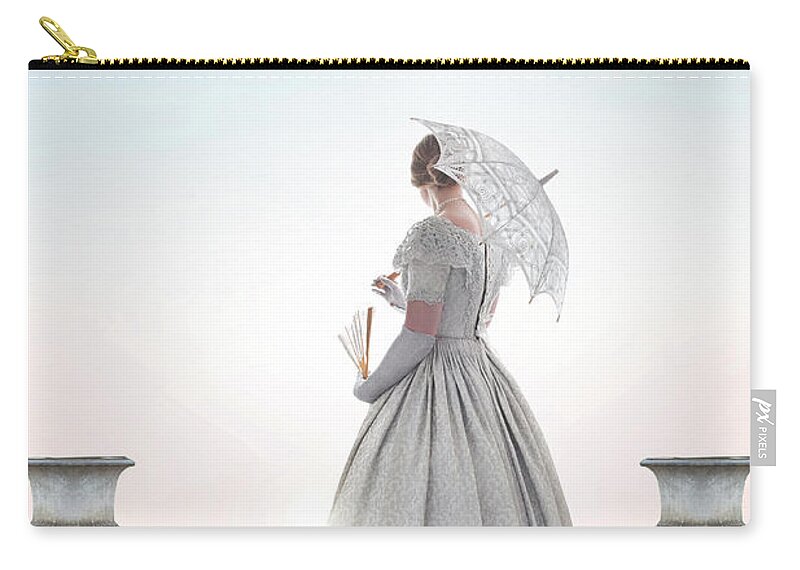 Victorian Zip Pouch featuring the photograph Victorian Woman Watching The Sunset by Lee Avison