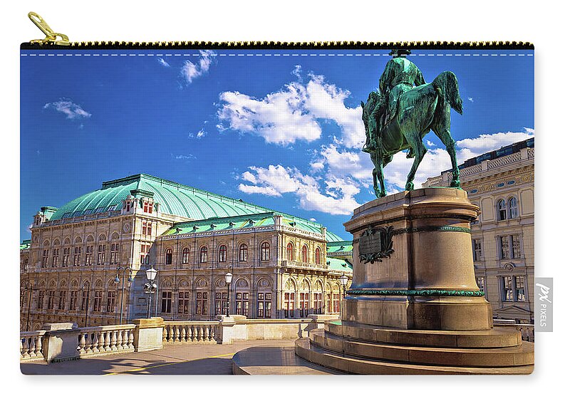 Vienna Zip Pouch featuring the photograph Vienna state Opera house square and architecture view by Brch Photography