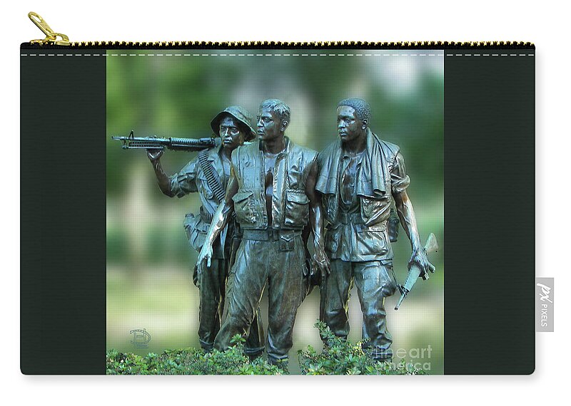 Vietnam Memorial Zip Pouch featuring the photograph Vietnam Memorial Soldiers by Daniel Hebard