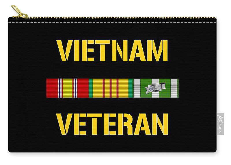 Vietnam Veteran Zip Pouch featuring the digital art Vietnam Veteran Ribbon Bar by War Is Hell Store