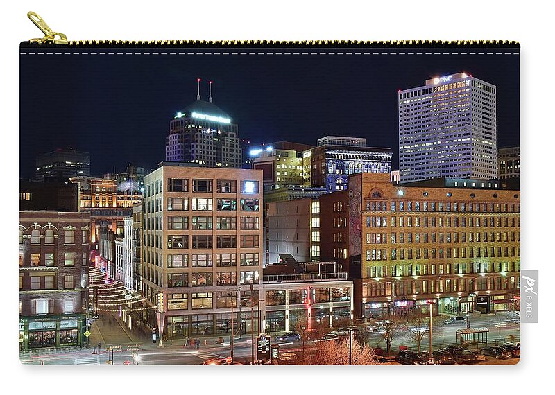 Cleveland Zip Pouch featuring the photograph View from Gateway by Frozen in Time Fine Art Photography