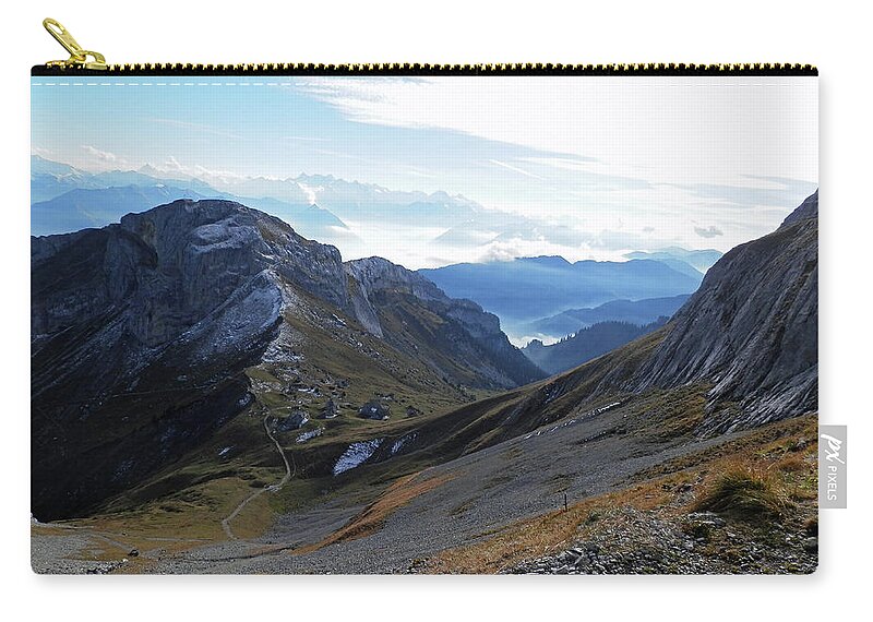 Mountain Zip Pouch featuring the photograph View from Mt Pilatus by Pema Hou