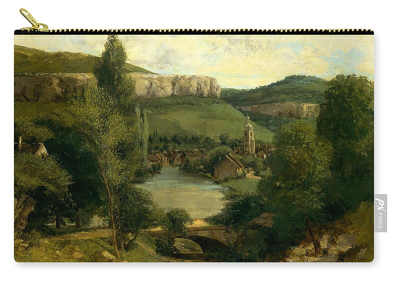 19th Century Art Zip Pouch featuring the painting View of Ornans, mid-1850s by Gustave Courbet