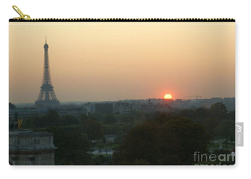 Eiffel Tower Zip Pouch featuring the photograph View of Sunset from the Louvre by Christine Jepsen