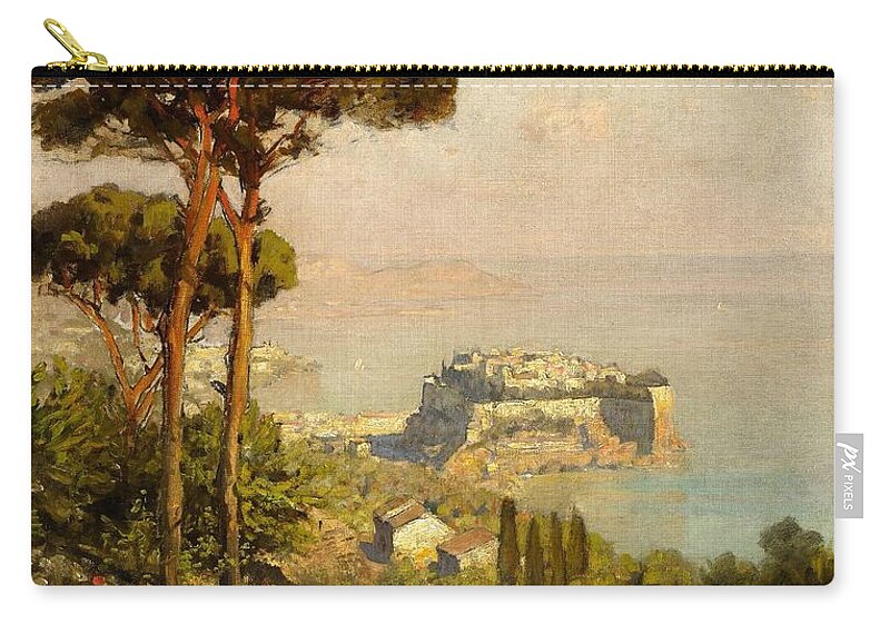 Oswald Achenbach Zip Pouch featuring the painting View of the Bay of Naples by Oswald Achenbach