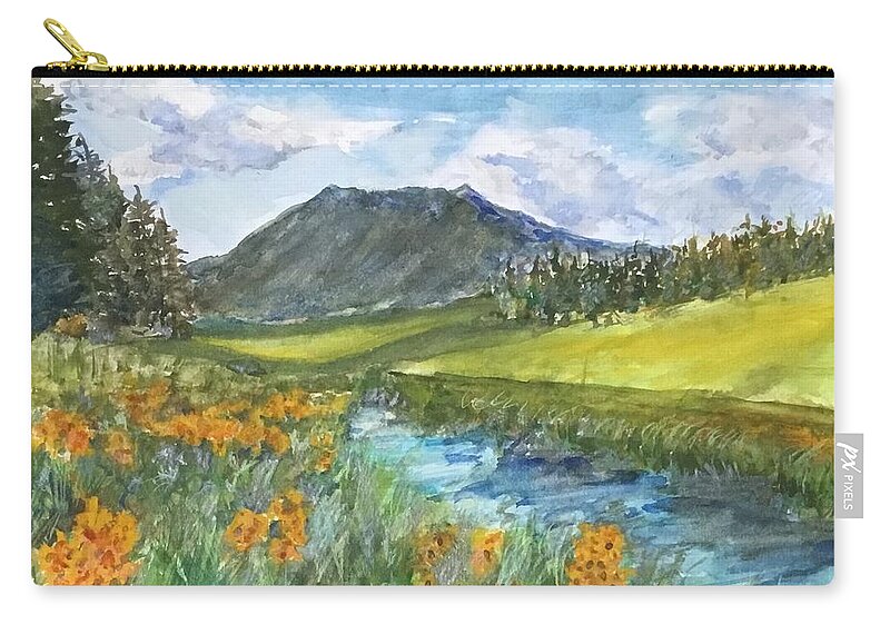 Arizona Zip Pouch featuring the painting View of the Peak by Cheryl Wallace