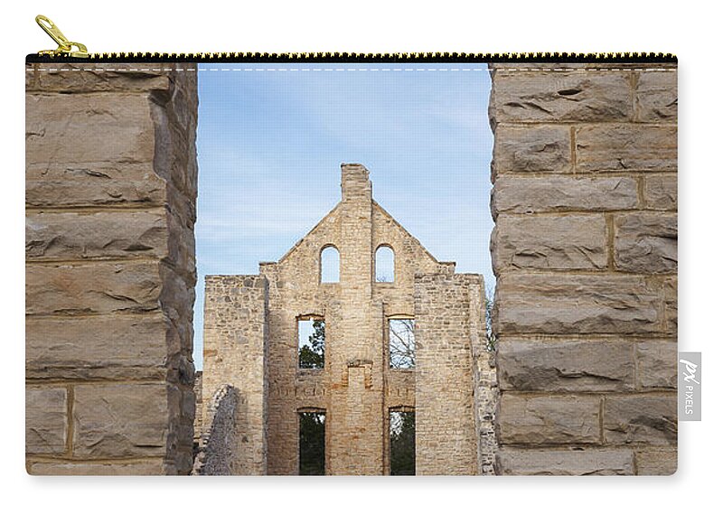 Ha Ha Tonka Zip Pouch featuring the photograph View of the Ruins by Dennis Hedberg