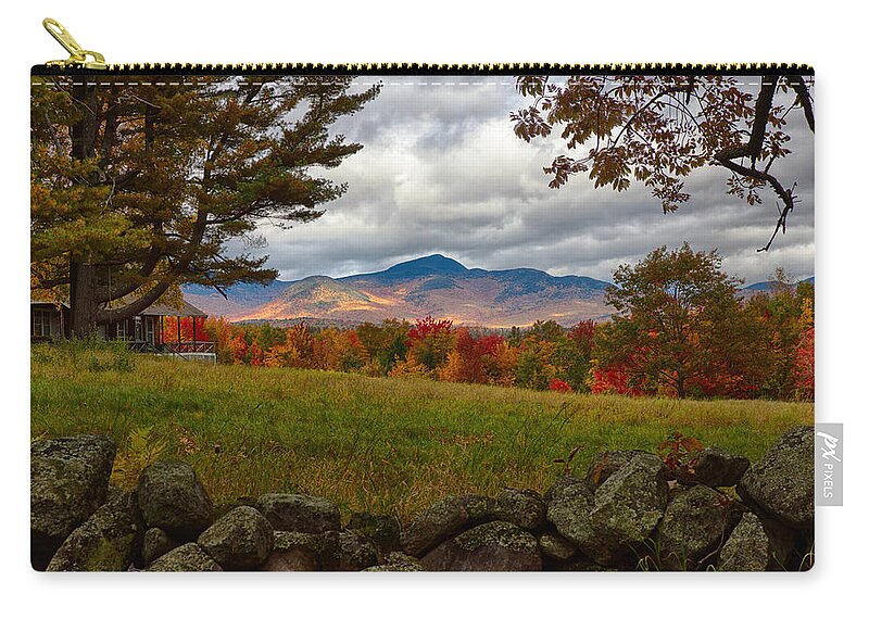 Chocorua Fall Colors Zip Pouch featuring the photograph View of the White Mountains by Jeff Folger