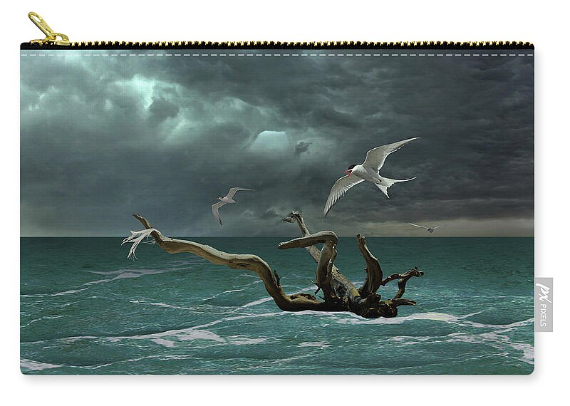 Seascape Zip Pouch featuring the digital art Vigil at Sea by M Spadecaller