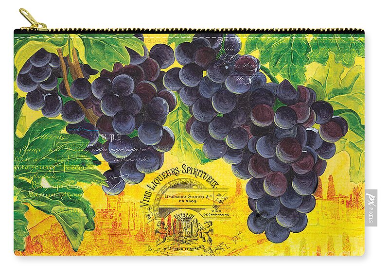 Grapes Zip Pouch featuring the painting Vigne De Raisins by Debbie DeWitt