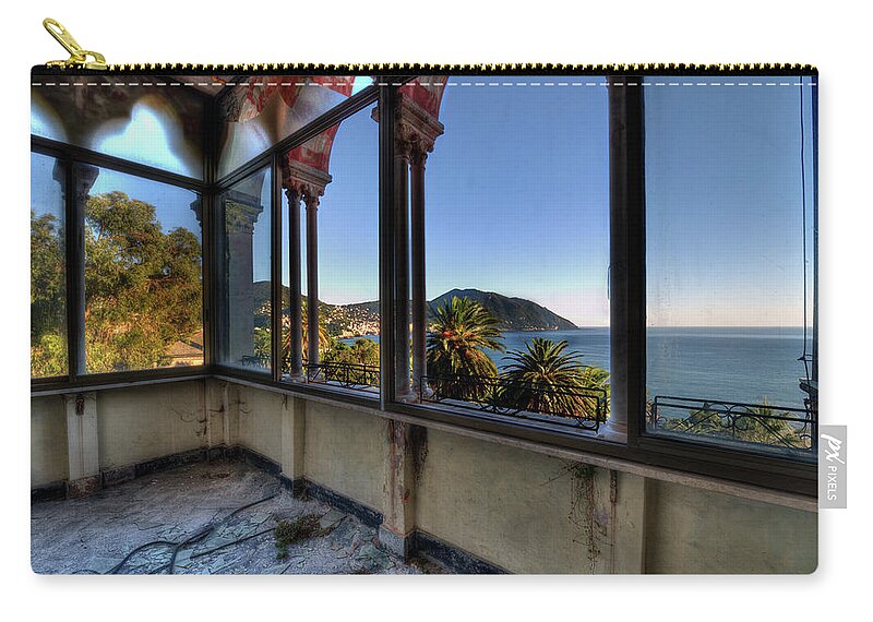Enrico Pelos Zip Pouch featuring the photograph Villa Of Windows On The Sea - Villa Delle Finestre Sul Mare II by Enrico Pelos