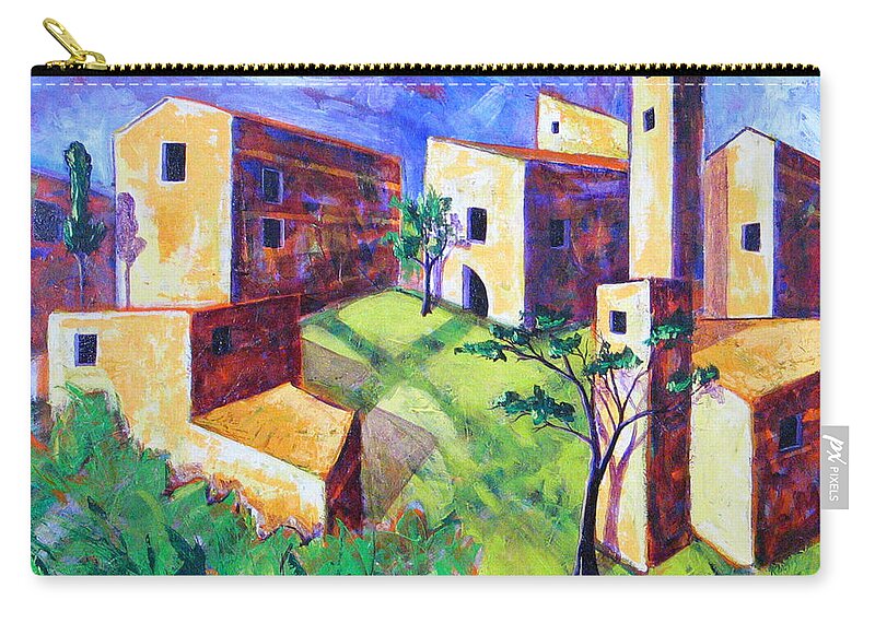 Landscape Zip Pouch featuring the painting Villa by Rollin Kocsis