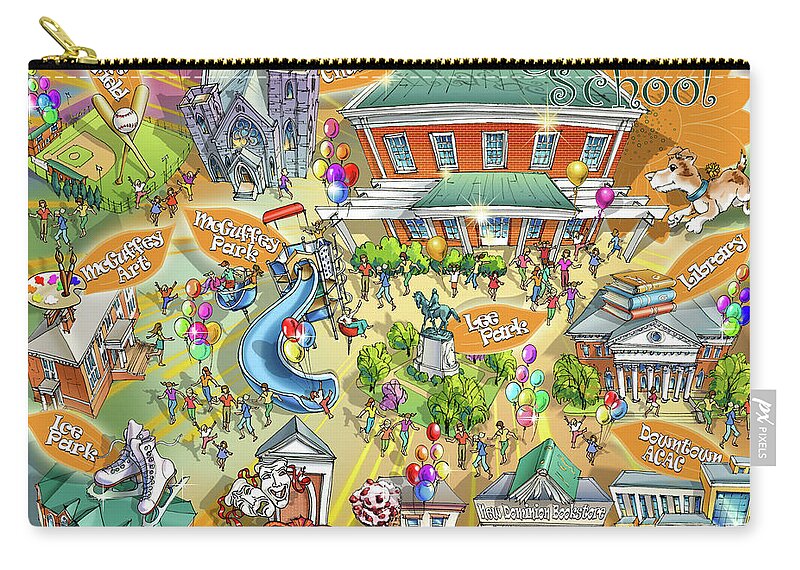 Village School Carry-all Pouch featuring the painting Village School by Maria Rabinky