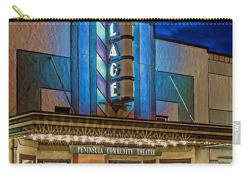  Village Theater Zip Pouch featuring the photograph Village Theater by Jerry Gammon