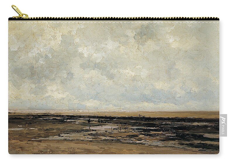 Carlos De Haes Carry-all Pouch featuring the painting Villerville Beach by MotionAge Designs