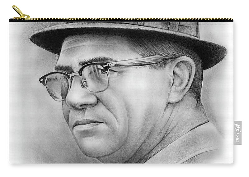 Vince Lombardi Zip Pouch featuring the drawing Vince Lombardi by Greg Joens