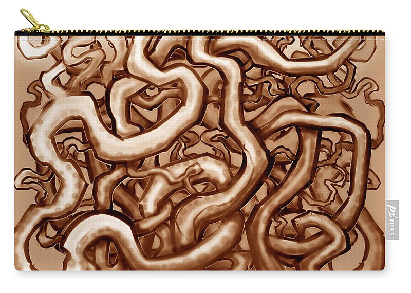 Twisted Zip Pouch featuring the digital art Vines of Brown by Kevin Middleton