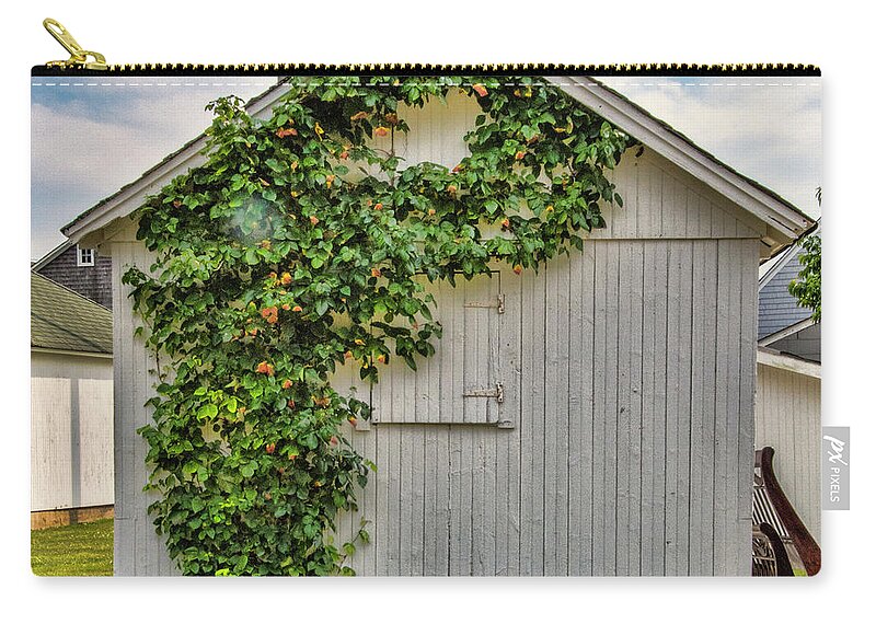 Shed Zip Pouch featuring the photograph Vines On Shed by Cathy Kovarik