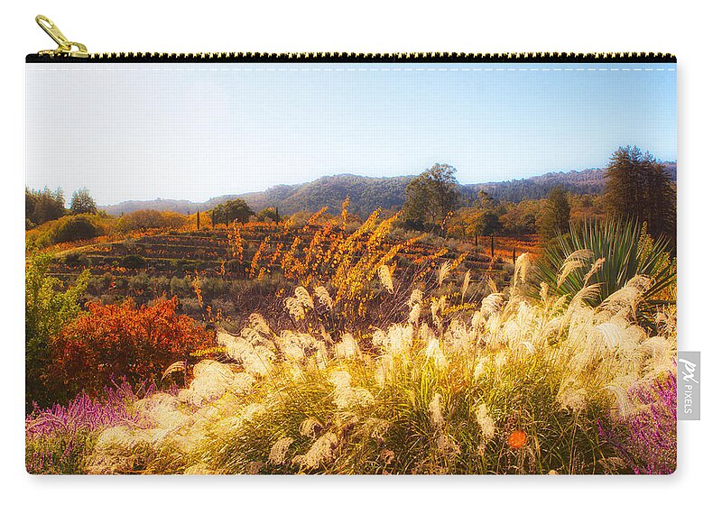 Vineyard Zip Pouch featuring the photograph Vineyard Afternoon by Mike-Hope by Michael Hope