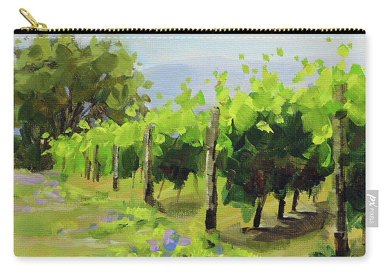 Vineyard Zip Pouch featuring the painting Vineyard by Karen Ilari