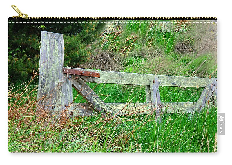 Gate Zip Pouch featuring the photograph Vintage Americana - Fencing - Wooden Gate by Marie Jamieson