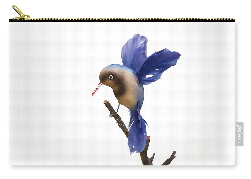 Hummingbird Zip Pouch featuring the photograph Vintage Blue Hummingbird by Art Block Collections