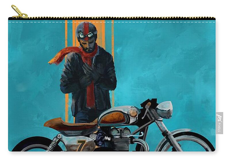Cafe Racer Zip Pouch featuring the painting Vintage Cafe racer by Sassan Filsoof