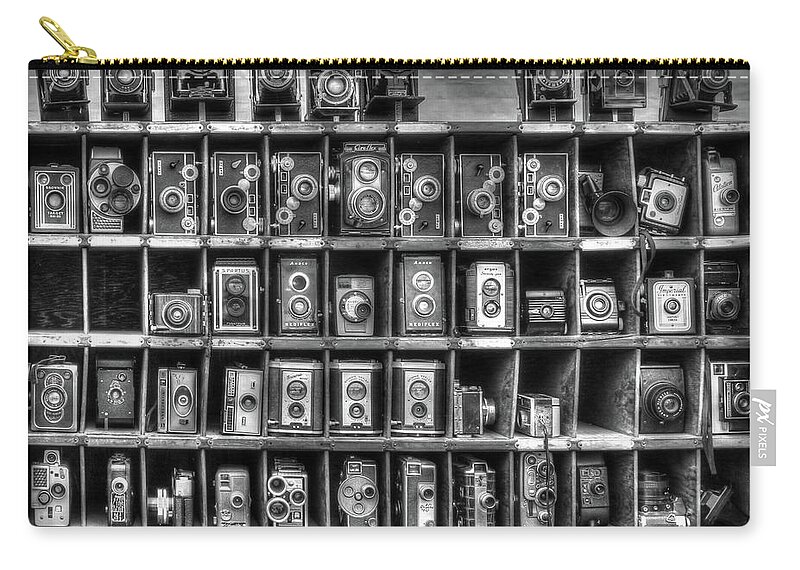 Vintage Zip Pouch featuring the photograph Vintage Camera Matrix by J Laughlin