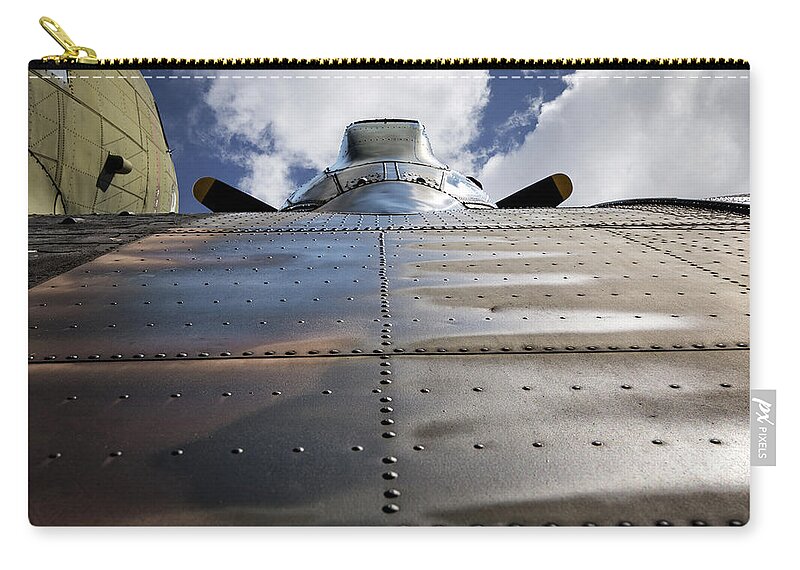 Aviation Zip Pouch featuring the photograph Vintage Camouflaged Propeller Aircraft by Phil Cardamone