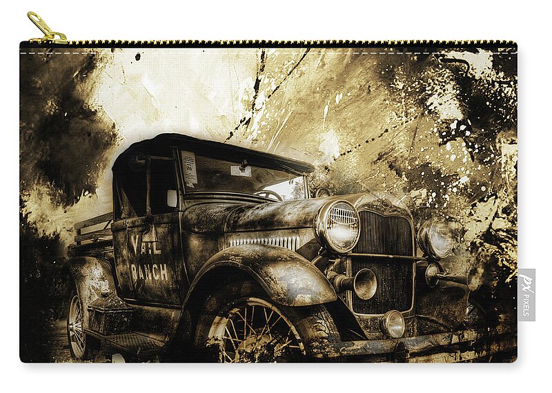 Automotive Zip Pouch featuring the painting Vintage car 03 by Gull G