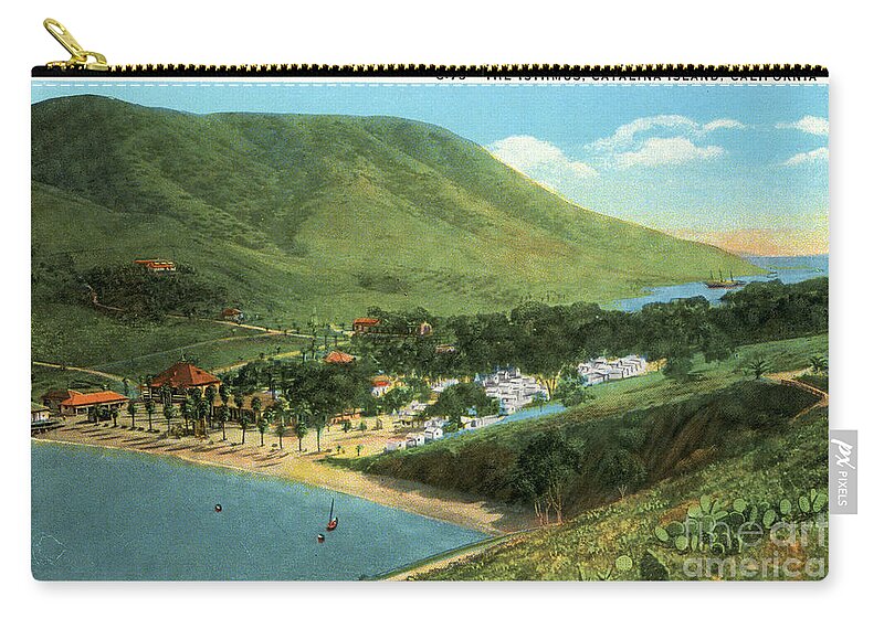 Catalina Island Zip Pouch featuring the photograph Vintage Catalina Island - Isthmus - Two Harbors by Sad Hill - Bizarre Los Angeles Archive