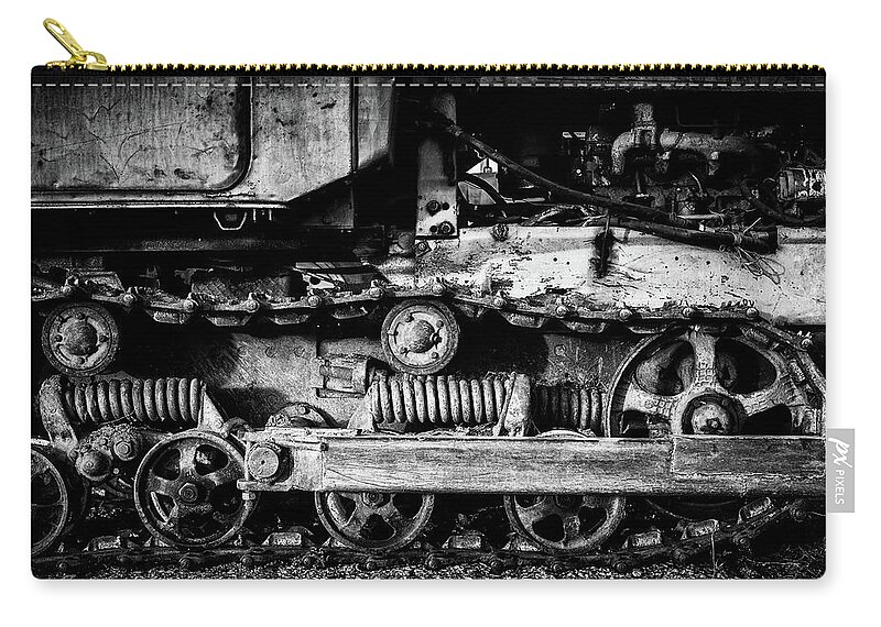Industrial Abstract Zip Pouch featuring the photograph Vintage Caterpillar Tracks by John Williams