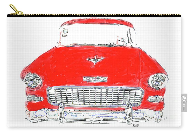 Mug Zip Pouch featuring the painting Vintage Chevy Painting Mug by Edward Fielding