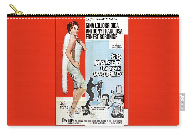Go Zip Pouch featuring the painting Vintage Classic Movie Posters, Go Naked in the World by Esoterica Art Agency