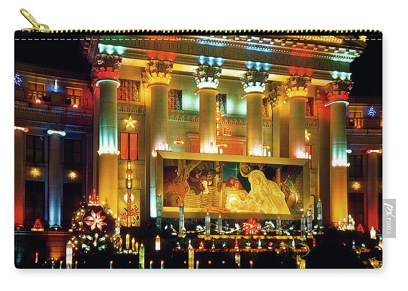 Historical Zip Pouch featuring the photograph Vintage Denver Holiday Decorations by Marilyn Hunt