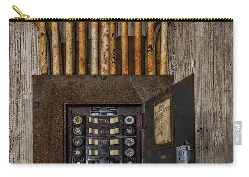 Electrician Zip Pouch featuring the photograph Vintage Electric Panel by Susan Candelario