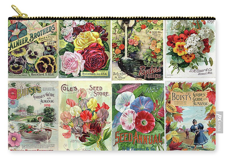 Vintage Flower Seed Packets 1 Zip Pouch