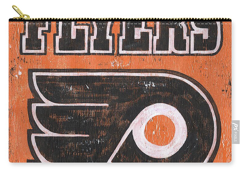 #faatoppicks Zip Pouch featuring the painting Vintage Flyers Sign by Debbie DeWitt